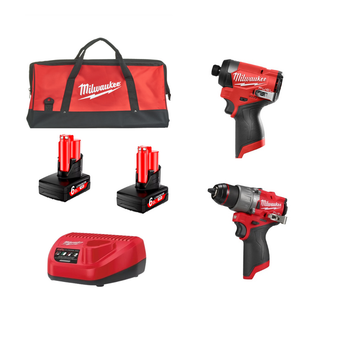 Kit M12 Trapano con percussione + Avvitatore ad impulsi 1/4